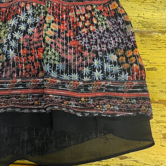 Saylor Talley Dark Floral Metallic Mini Dress Black Red Sz XL Boho Whimsigoth - Picture 6 of 8